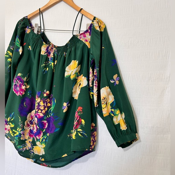 Anthropologie Maeve Green Long Sleeve Cut-Out Blouse - Picture 4 of 6